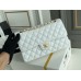 Chanel Classic Flap bag Medium 25 White with gold hardware, Caviar leather, Hass Factory leather, edge stitching.