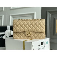 Chanel Classic Flap bag Medium 25 Beige with gold hardware, Caviar leather, Hass Factory leather, edge stitching.