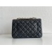 Chanel Classic Flap bag Mini 20 Black with gold hardware, Caviar leather, edge stitching.