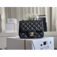 Chanel Classic Flap bag Mini 17 Black with gold hardware, Caviar leather, Hass Factory leather.