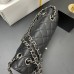 Chanel Classic Flap bag Small 23 Black with silver hardware, Caviar leather, seamless, red interior.