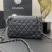 Chanel Classic Flap bag Small 23 Black with silver hardware, Caviar leather, seamless, red interior.