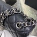 Chanel Classic Flap bag Jumbo 30 Black with silver hardware, Caviar leather, edge stitching, red interior.