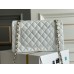 Chanel Classic Flap bag Medium 25 White with champagne gold hardware, Caviar leather, Hass Factory leather, seamless.