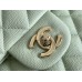 Chanel Classic Flap bag Small 23 Light Green with champagne gold hardware, Caviar leather, Hass Factory leather, seamless.