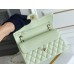 Chanel Classic Flap bag Small 23 Light Green with champagne gold hardware, Caviar leather, Hass Factory leather, seamless.