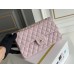 Chanel Classic Flap bag Small 25 Light Pink with champagne gold hardware, Caviar leather, Hass Factory leather, seamless.