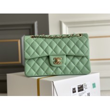 Chanel Classic Flap bag Small 23 Mint Green with champagne gold hardware, Caviar leather, Hass Factory leather, seamless.