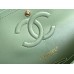 Chanel Classic Flap bag Medium 25 Mint Green with champagne gold hardware, Caviar leather, Hass Factory leather, seamless.