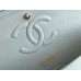 Chanel Classic Flap bag Medium 25 Light Blue with champagne gold hardware, Caviar leather, Hass Factory leather, seamless.