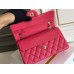 Chanel Classic Flap bag Small 23 Rose Red with champagne gold hardware, Caviar leather, Hass Factory leather, seamless.