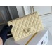 Chanel Classic Flap bag Medium 25 Light Yellow with champagne gold hardware, Caviar leather, Hass Factory leather, seamless.