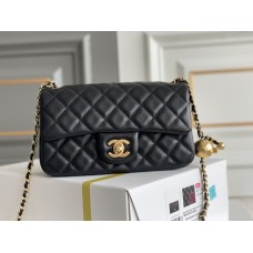 Chanel Classic Flap bag 23C 20 Gold Ball, Black with gold hardware, lambskin, Hass Factory leather, yellow interior, 20x13x7cm.