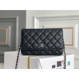 Chanel WOC Black with Silver Hardware Caviar Leather Hass Factory leather Red Interior 19x12x3.5cm