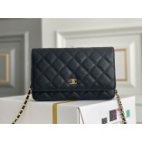 Chanel WOC Black with Gold Hardware Caviar Leather Hass Factory leather Red Interior 19x12x3.5cm