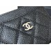 Chanel Classic Card Holder Black with Silver Hardware Caviar Leather Hass Factory leather Red Interior 11x7x1cm