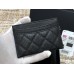 Chanel Classic Card Holder Black with Silver Hardware Caviar Leather Hass Factory leather Red Interior 11x7x1cm