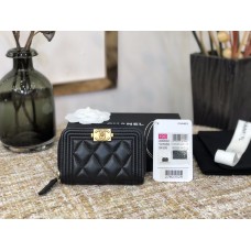 Chanel Leboy Key Pouch Black with Gold Hardware Lamb Leather Hass Factory leather Small Card Holder Coin Purse 11cm