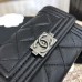 Chanel Leboy Key Pouch with Flap Black with Silver Hardware Lamb Leather Hass Factory leather Small Card Holder Coin Purse 11cm