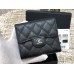 Chanel Classic Flap Wallet Short Black with Silver Hardware Caviar Leather Hass Factory leather 11x10cm