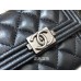 Chanel Classic Flap Wallet Short Black with Silver Hardware Lamb Leather Hass Factory leather 11x10cm