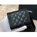 Chanel Classic Flap Wallet Short Black with Silver Hardware Lamb Leather Hass Factory leather 11x10cm