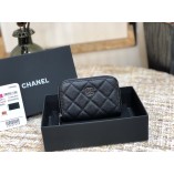 Chanel Classic Card Holder Black with Silver Hardware Caviar Leather Hass Factory leather 11cm