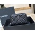 Chanel Classic Card Holder Black with Silver Hardware Lamb Leather Hass Factory leather 11cm