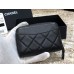 Chanel Classic Card Holder Black with Silver Hardware Lamb Leather Hass Factory leather 11cm