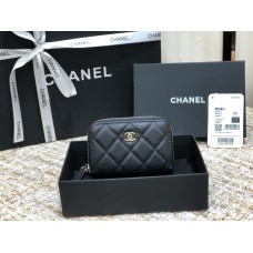 Chanel Classic Card Holder Black with Gold Hardware Lamb Leather Hass Factory leather 11cm