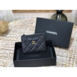 Chanel Classic Card Holder Black with Gold Hardware Caviar Leather Hass Factory leather 11x8cm