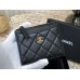 Chanel Classic Card Holder Black with Gold Hardware Lamb Leather Hass Factory leather 11x8cm