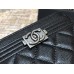 Chanel Leboy Card Holder Black with Silver Hardware Caviar Leather Hass Factory leather 11x8cm