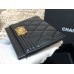 Chanel Leboy Card Holder Black with Gold Hardware Caviar Leather Hass Factory leather 11x8cm