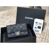 Chanel Classic Flap Wallet Black with Gold Hardware Caviar Leather Hass Factory leather 11x9cm