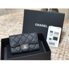 Chanel Classic Flap Wallet Black with Gold Hardware Caviar Leather Hass Factory leather 11x9cm