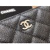 Chanel Long Wallet Folded Black with Silver Hardware Caviar Leather Hass Factory leather 19cm