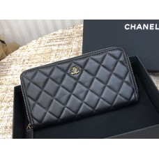 Chanel Long Wallet Folded Black with Gold Hardware Lamb Leather Hass Factory leather 19cm