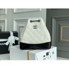 Chanel Gabrielle 2021 Backpack White with Silver Hardware Lamb Leather Hass Factory leather 23x23x11cm