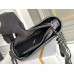 Chanel Gabrielle Hobo Black with Silver Hardware V Pattern Lamb Leather Hass Factory leather 15x20x8cm
