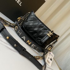 Chanel Gabrielle Hobo Black with Gold Hardware New Alphabet Shoulder Strap Lamb Leather Hass Factory leather 20cm