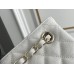 Chanel 22S Hobo Small Barrel Bag White Champagne Gold Hardware Caviar Leather Hass Factory leather 16x15x9cm