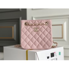 Chanel 22S Hobo Small Barrel Bag Pink Champagne Gold Hardware Caviar Leather Hass Factory leather 16x15x9cm