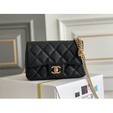 Chanel Classic Flap bag Heart Shaped Black with Gold Hardware Small Size 19 Caviar Leather Hass Factory leather 19x13x5cm