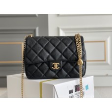 Chanel Classic Flap bag Heart Shaped Black with Gold Hardware Large Size 24 Caviar Leather Hass Factory leather 24cm