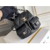 Chanel 23A Double Pocket Vintage Backpack Black Champagne Gold Hardware Small Size Calfskin Leather Hass Factory leather 18x17x10cm