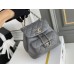 Chanel 22A Duma Backpack Gray Champagne Gold Hardware Small Size Lambskin Leather Hass Factory leather 18x18x12cm