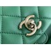 Chanel 22A Duma Backpack Green Champagne Gold Hardware Small Size Lambskin Leather Hass Factory leather 18x18x12cm