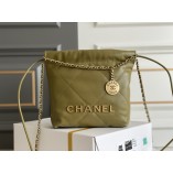 Chanel 23A Chanel 22 Mini Avocado Green Gold Hardware Calfskin Leather Hass Factory leather 19x20x6cm