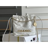 Chanel 23S Chanel 22 Mini White Gold Hardware Calfskin Leather Hass Factory leather 19x20x6cm